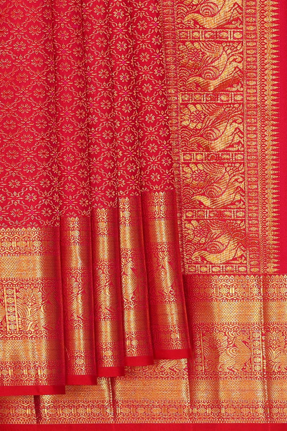 Image of Kanchipattu Red Brocade Saree